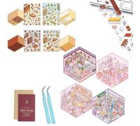 4 Sets DIY 3D House & Isometric Sticker Book, Fun Cute Korean Cartoon Scene Stickers for Adult & Kid Relief Stress & Pass The Time (B+C)