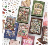 4 Sets DIY 3D Sticker Scene,Make Your Own Cozy Room,Relief Stress Pass The Time Birthday Gift 3D Isometric House Sticker Therapy Cute Cartoon Animal Scenes for Adults Teen Kids