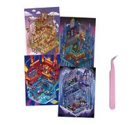 4 Sets DIY Sticker Scenes with Tweezers,Large 3D DIY House Stickers for Adult Kids Relief Stress Pass The Time,Make Your Own Cute Cartoon Warm Shop Castle Bank Deep Sea Collection Museum
