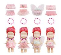 4 Sets Doll Clothes Compatible with Sonny Angel, Pink Clothes Includes Tops Wings Necklace Skirts for Display and Decoration for 3 Inch Collectible Dolls Gift for Adult Collectors