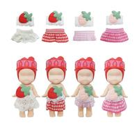 4 Sets Doll Clothes Outfits for 3 Inch Doll, Cute Strawberry Tops Skirts Outfit Compatible with SonnyAngel Dolls Costume Dress Up Accessories for Collector Display Christmas Birthday Gift
