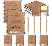 4 Sets Employee Appreciation Gifts Bulk Inspirational Notebooks with Sticky Notes Motivational Ballpoint Pens Personalised Notepad Thank You Gifts for Colleagues Coworkers Staff Teacher Volunteer