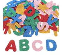 4 Sets Glitter Letter Stickers Foam Alphabet Letters Stickers, 1.73 Inch Self-Adhesive Letters Craft Foam Letters Stickers for DIY Crafts, Holiday Party Decorations
