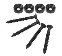 4 Sets Guitar Neck Joint Bushing Set Stainless Steel Metal Ferrule Bolt with Screw Accessory for Electric Bass (Black)