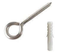 4 Sets Heavy Duty Screw Eyes M8.5, 304 Stainless Steel Industrial Eye Hooks with Wall Plugs, 71mm Thread for Maximum Grip - High Load Hanging Hooks for Outdoor String Lights, Hammock, Heavy Planters