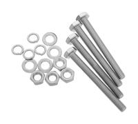 4 Sets Hex Bolt Kit M10x10mm Fully Threaded with Nuts | 304 Silver Hardware, Flat and Lock Washers Included, Rust Resistant for Brackets, Panels, Machinery