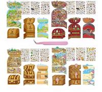4 Sets Large Size 3D Miniature Scene Stickers,DIY House Sticker Therapy for Adult Cute 3D Cartoon Sticker Scenes for Adult Kids Relief Stress Pass The Time