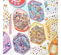 4 Sets Large Size 3D Miniature Scene Stickers,DIY House Stickers Cute 3D Cartoon Sticker Scenes for Adult Girls Kids Relief Stress Pass The Time