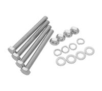 4 Sets M10x10mm Hex Head Bolt Set with Nuts and Washers | 304 Grade, Fully Threaded Hardware Kit, Silver Finish, Rust-free Hold for Metal Plates and Vehicle Brackets