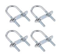 4 Sets M6 U Bolts 7/8 Inch Wide, Round U-Bolts with Frame Plates, Nuts, and Washer, Zinc Plated Steel U Clamp for Trailers, Boats