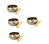 4 Sets Meditation Bowl Buddha Chanting Bowl Nepalese Buddha Singing Bowl Brass Fittings Yoga Singing Bowls Chakra Singing Bowl Meditation Accessory Zen Bowl Manual Yoga Bowl Copper