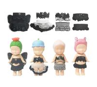 4 Sets Mini Doll Clothes for Sonny Angel, fit for 3 Inch Collectible Dolls for Adult Collectors, Includes Tops and Skirts for Display and Decoration (Midnight Gothic Charm)