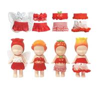 4 Sets Mini Doll Clothes for Sonny Angel, fit for 3 Inch Collectible Dolls for Adult Collectors, Includes Tops and Skirts for Display and Decoration (Wine Cherry Gala)