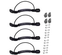 4 Sets Non-skid Kayak Carry Handle with Elastic Rope and Screws | PP PVC Alloy Build, Replacement Fit for Dinghies and Boat Sides, Black Finish