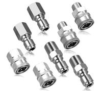 4 Sets NPT 3/8 Inch Pressure Washer Coupler Quick Connect Plug Stainless Steel Male and Female Quick Connect Fittings Pressure Washer Adapter Set (Internal Thread, External Thread)
