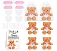 4 Sets pink Bear Baby Shower Games Blindfold Diaper Changing Kit - 12 Inch Bear Dolls with Diapers, Fun Bridal Shower & Gender Reveal Games Supplies, Group Activity for Adults