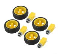 4 Sets Plastic Tire Wheel With Gear Motor For Arduino Smart Robot Car Diy Projects Education Competition Distance Measurement 3v To 6v Dc Power Yellow