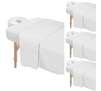 4 Sets Premium Microfiber Massage Table Sheets Set 3 Piece Set Includes Massage Table Cover Fitted Sheet and Fitted Face Rest Cover, White