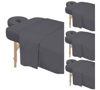 4 Sets Premium Microfiber Massage Table Sheets Set 3 Piece Set Includes Massage Table Cover Fitted Sheet and Fitted Face Rest Cover, Gray
