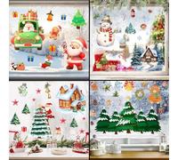 4 Sets PVC Static Clings Christmas Window Decorations for Festive Home and Commercial Use