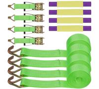 4 Sets Ratchet Tie Down Straps 5CM x 4M,4000KG Heavy Duty Ratchet Straps,Ratche Strap with Hooks,Adjustable Lashing Strap,Tensioning Belts for Motorcycle, Trucks, Trailer, Cargo - Green