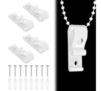 4 Sets Roman Blind P Clip, Blind Cord Safety Device Connector Holder White Universal Plastic P-Clips Loop Cord Fastener for Roller Vertical Roman Blinds Bead Chain, with 8 Screws 8 Plastic Pillars