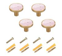 4 sets Round Drawer Cabinet Knobs Handles, Acrylic board Knobs with Screws Pulls Decor for Home Office Dresser Wardrobe Print Rose Gold Hearts Golden Glitter On Pink