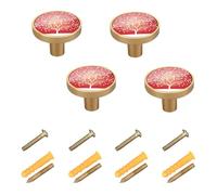 4 sets Round Drawer Cabinet Knobs Handles, Acrylic board Knobs with Screws Pulls Decor for Home Office Dresser Wardrobe Print White Tree Of Life With Love Hearts