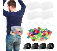 4 Sets Shaking Balls Game Set with 60 Balls and Adjustable Belt, Funny Pong Shaking Twerk Game Interactive Toy for Party, Team Building Event, Baby Shower, Family, BBQ