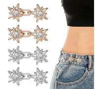4 Sets Waist Tightener Clips, Adjustable Pentacle Button for Jeans, No Sewing Required Pant Waist Tightened, Jean Waist Tightened for Pants Skirt Waist Too Loose Big