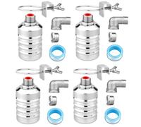4 Sets Water Float Valve Kit, 1/2" to 3/4'' Stainless Steel Automatic Water Level Control Float Valve for Aquarium Swimming Pool Fish Tank Livestock Trough Distiller