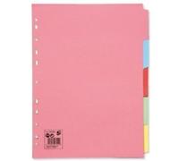 4 Sets x A4 Coloured Subject Dividers 5 Part Multi-punched 932192