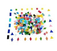4 Shapes Mixed Glass Mosaic Tiles,Square+Diamond+Triangle+Rectangle 220 PCS Stained Glass Mosaic Pieces for Handmade Art Crafts and Home Decoration (Mix Color)