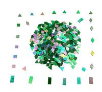 4 Shapes Mixed Glass Mosaic Tiles,Square+Diamond+Triangle+Rectangle 270 PCS Stained Glass Mosaic Pieces for Handmade Art Crafts and Home Decoration (Iridescent Green)
