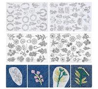 4 Sheets 100pcs Water Soluble Embroidery Paper, 29.7x21cm Stick and Stitch Embroidery Patterns, Flower Letters Water Soluble Paper Wash Away Patterns, Dissolvable Embroidery Paper for Hand Sewing