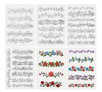 4 Sheets 27Pcs Water Soluble Hand Sewing Stabilizers Flower Decorative Long Rattan Flowers Tear Away Pre-Printed Floral Stick & Stitch Embroidery Paper Hand Sewing for Jean Bag Tshirt Bags Towels