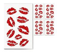 4 Sheets 36 Pcs Red Lip Stickers Tattoo Lips Temporary Tattoos Cute Kisses Tattoos for Women Girls