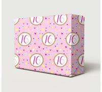 4 Sheets 4 Gift Tags 16th Birthday Multi Colour Hearts Pink Background Wrapping Paper Age 16 Girl Birthday Gift Wrap Paper Pink Female (PA)
