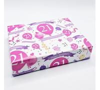 4 Sheets + 4 Gift Tags 21st Birthday Wrapping Paper Age 21 Birthday Pink Gift Wrap Female (AWP)