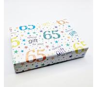 4 Sheets + 4 Gift Tags 65th Birthday White Multi Colour Wrapping Paper Age 65 Birthday Gift Wrap Paper Male/Female/Unisex White & Multi Colour (PA)