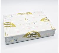 4 Sheets 4 Gift Tags Baby Shower Unisex Golden Umbrella Wrapping Paper New Baby Arrival Gift Wrap Boy or Girl