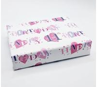 4 Sheets + 4 Gift Tags Heart Design 11th Birthday Pink Female Wrapping Paper Age 11 Birthday Gift Wrap Paper Pink Female (PA)