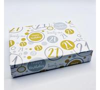 4 Sheets + 4 Matching Gift Tags 21st Birthday Wrapping Paper Age 21 Birthday Gold Silver Giftwrap For Male and Female (PA)