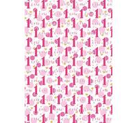 4 Sheets 4 Tags 1st Birthday Girl Polka Dots Wrapping Paper Age 1 Cute Polka Dots Birthday Giftwrap Female PINK (PA)