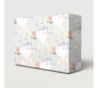 4 Sheets 4 Tags 20th Wedding Anniversary Wrapping Paper Beautiful Classy And Elegant Flowers Champagne Glasses Design Twentieth China Wedding Anniversary Giftwrap