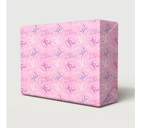 4 Sheets 4 Tags 30th Happy Birthday Celebrate Hooray Pink Female Wrapping Paper Age 30 Birthday Ladies Giftwrap (PA)
