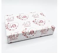 4 Sheets 4 Tags 40th Wedding Anniversary Wrapping Paper Elegant Floral Design Ruby Wedding Anniversary Giftwrap (PA)