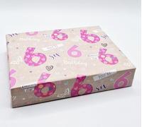 4 Sheets 4 Tags 6th Birthday Girl Hearts and Butterfly Design Wrapping Paper Age 6 Cute Attractive Birthday Pink Giftwrap Female (PA)