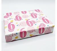 4 Sheets 4 Tags 6th Birthday Girl Polka Dots Wrapping Paper Age 6 Cute Polka Dots Birthday Giftwrap Female PINK (PA)