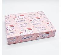 4 Sheets 4 Tags Cute Faces Happy 1st Christmas As My Mummy Wrapping paper First Christmas Mother Pink Family Relation Giftwrap (PA)